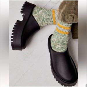 Free People X Jeffrey Campbell Bae Platform Mules Black Size 8 Chunky Clogs